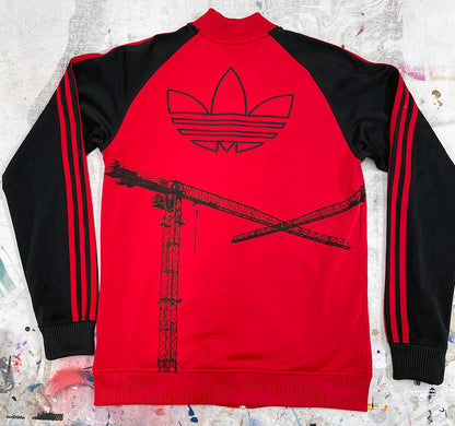 Red trackie with black cranes, Small 40'' chest